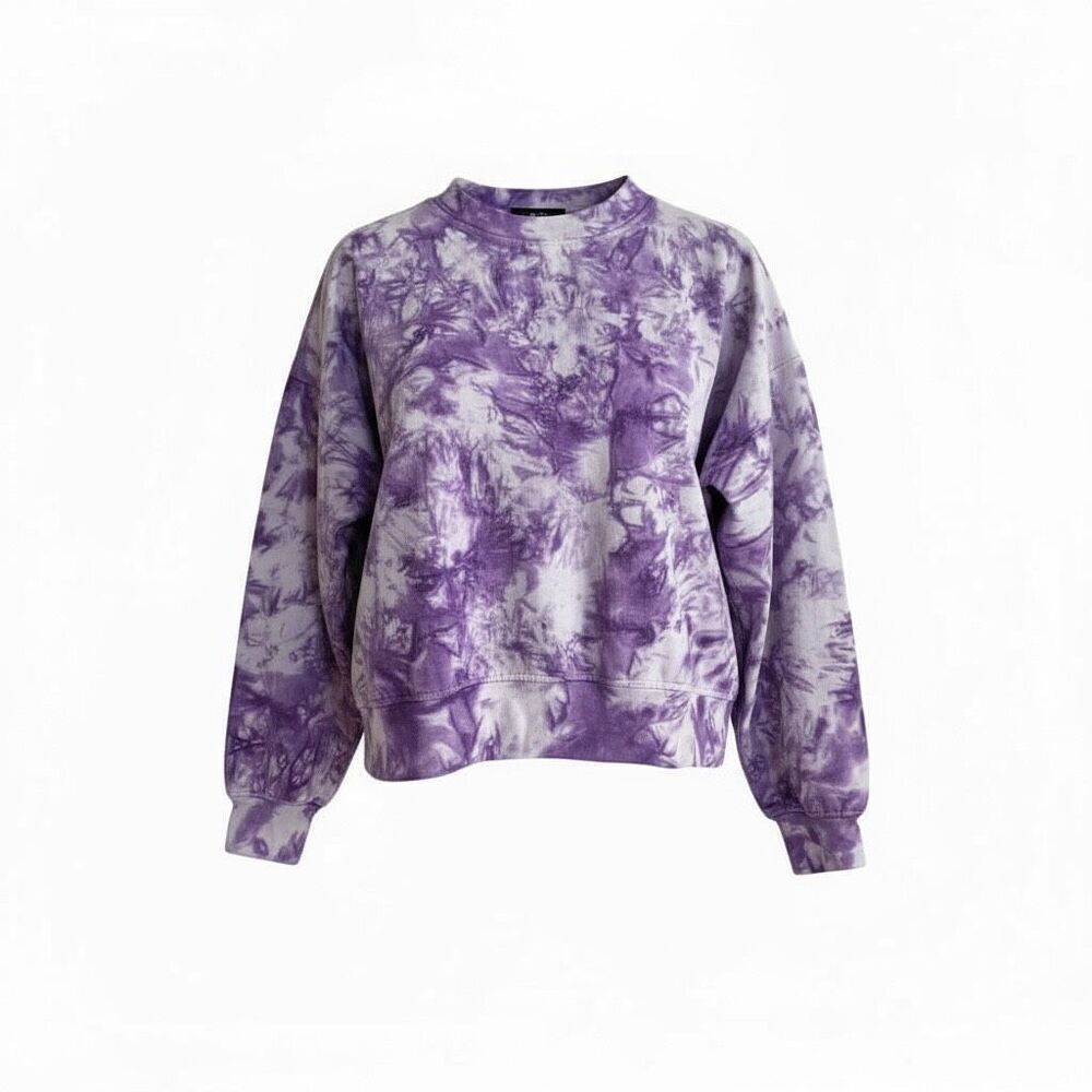 Merch by Sia NWT Tie Dye Crew Neck Crop Pullover Sweatshirt Purple Size Medium